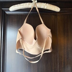 Womens Strapless Longline Bra Nude Beige Seamless Convertible XL Minimal